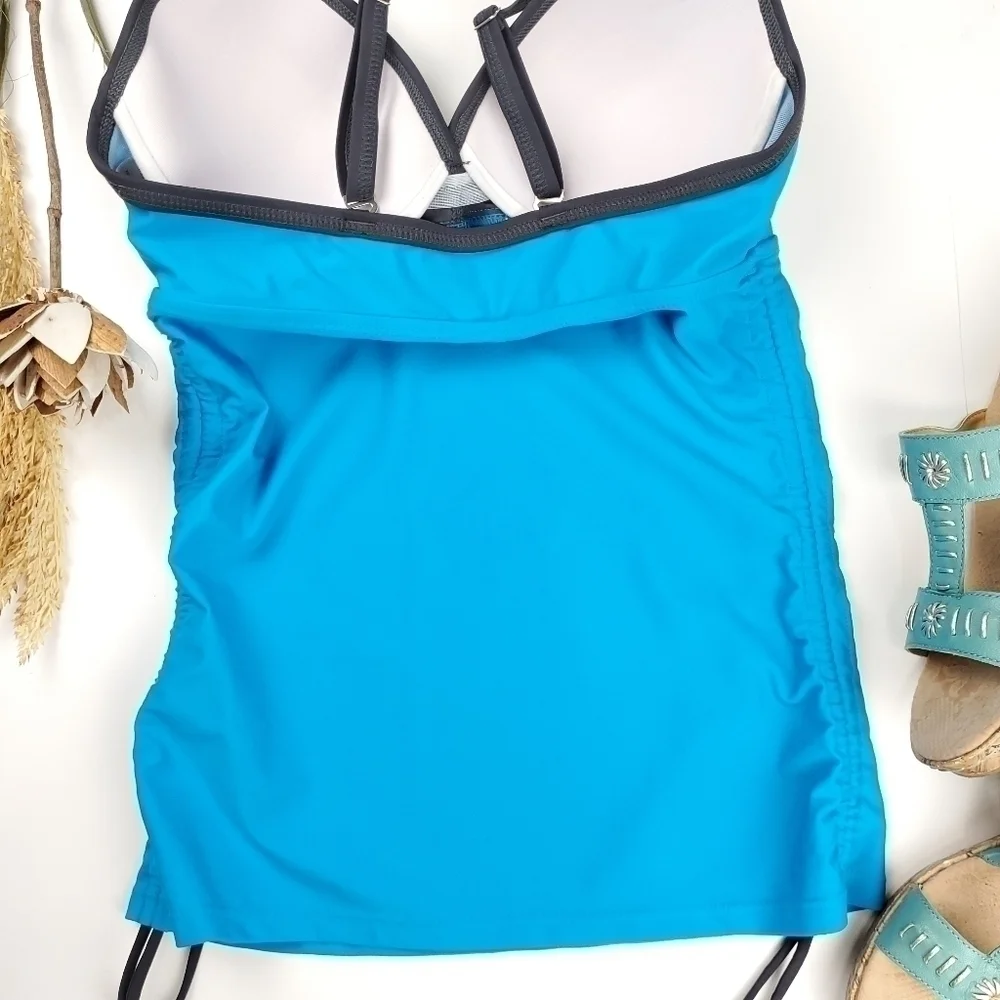 New Free Country Blue Blk Cinch Side Swim Sz 8-10